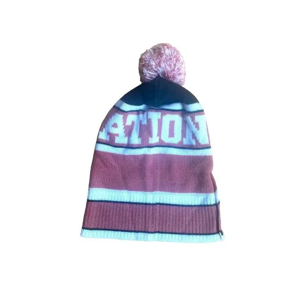 PINK Nation Ski Hat Cap Pom Pom OS